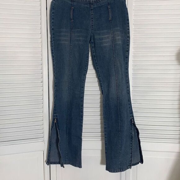 Vintage Zane-Di Y2K Low Rise Split Hem Bootcut Flares Size 9 - Picture 1 of 16